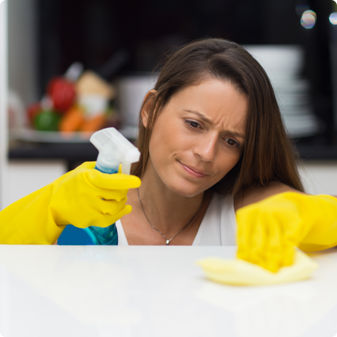 a lady cleaning